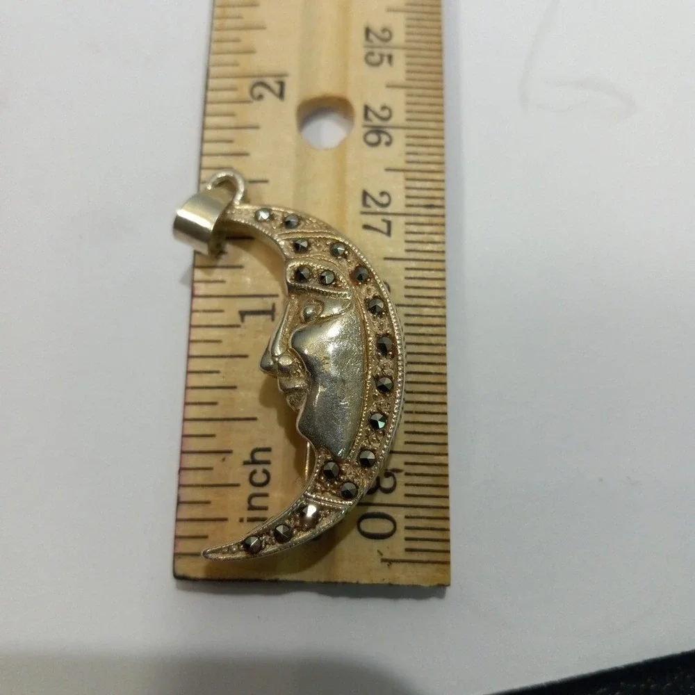 Crescent Sterling Silver  925 Set Of Earrings And Pendant-brooch - Picture 11 of 12